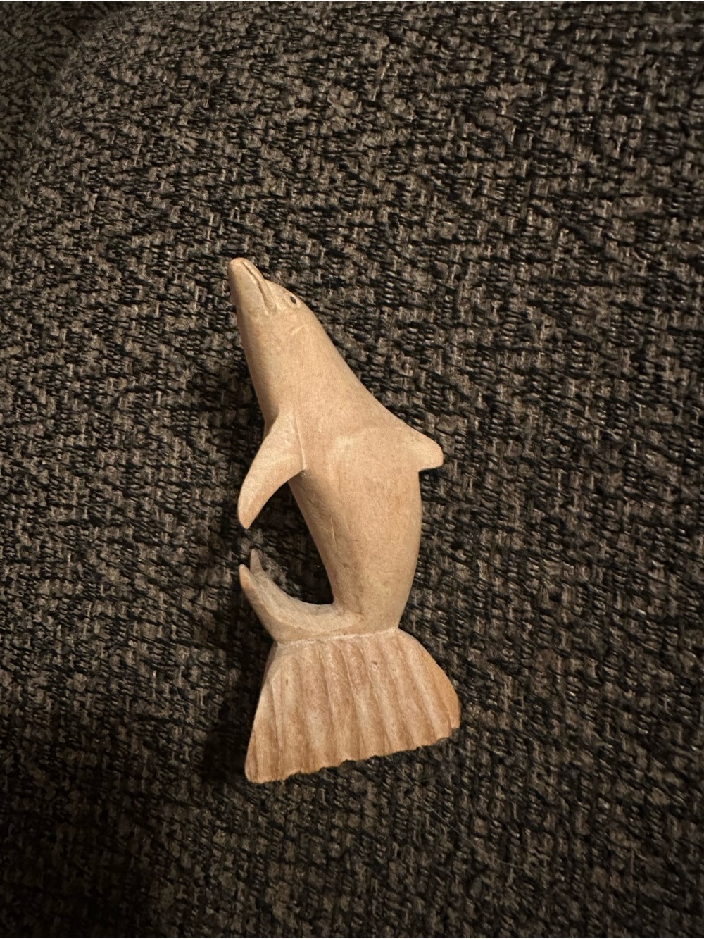 Carved Wooden Dolphin Figurine - Natural Wood